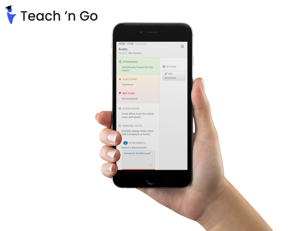 Teacher viewing their timetable on a mobile phone.