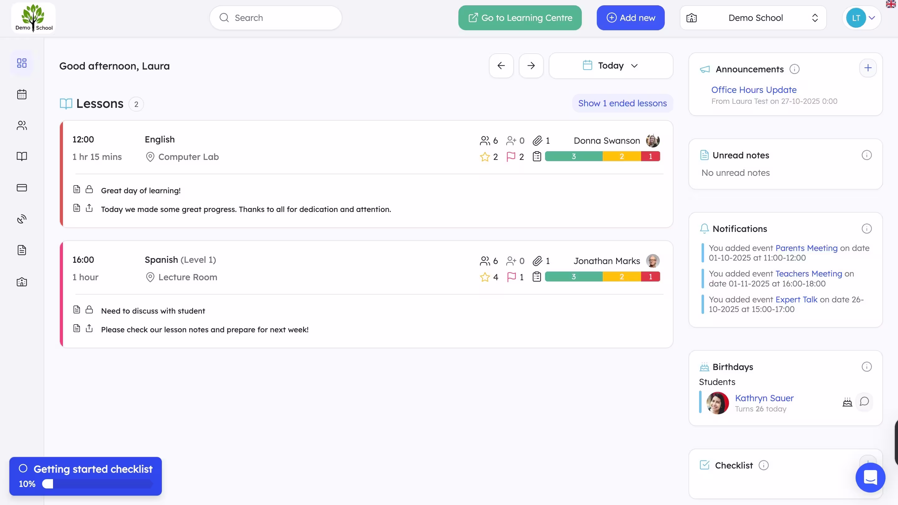 Clean and intuitive Teach ’n Go dashboard interface