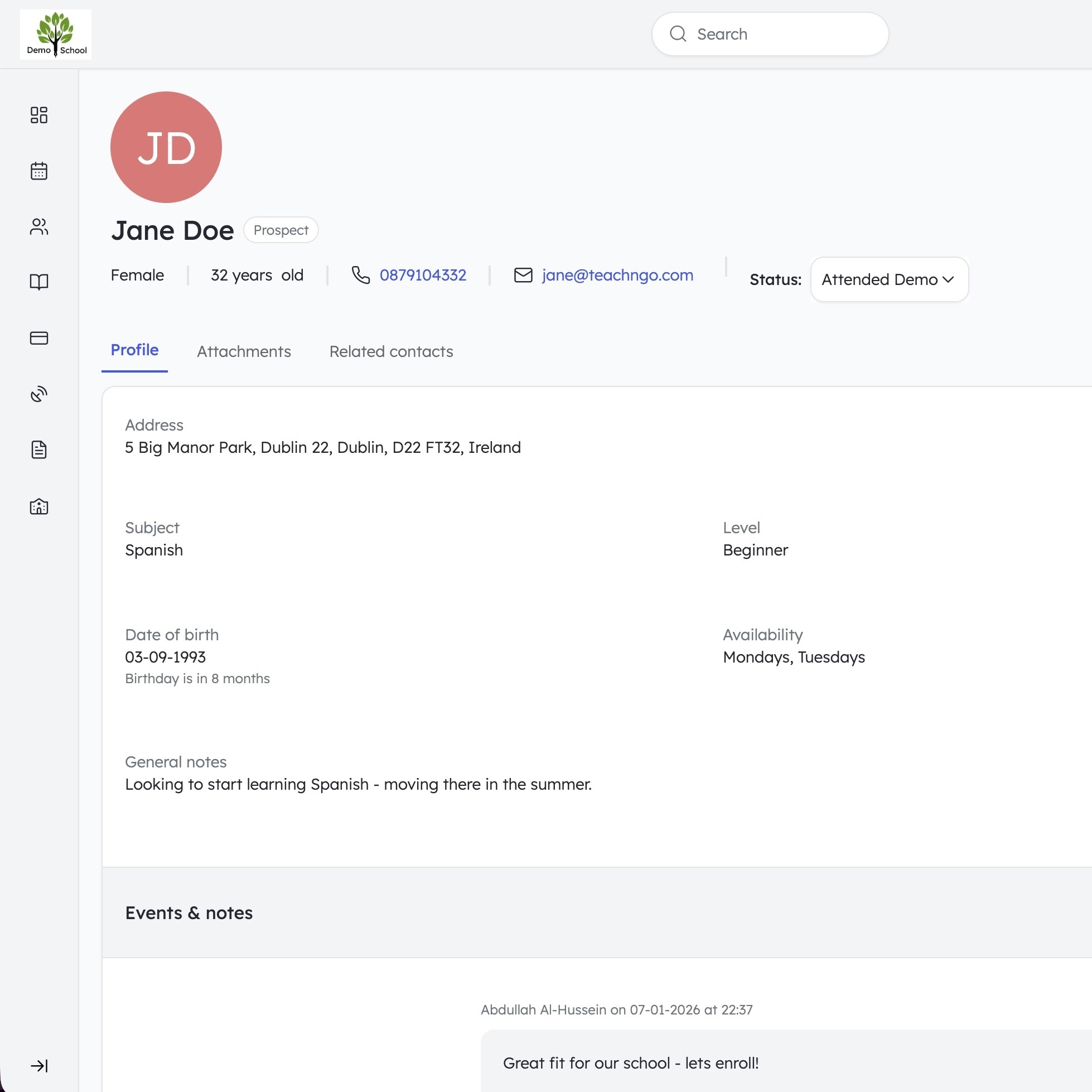 Message template and follow-up reminder.