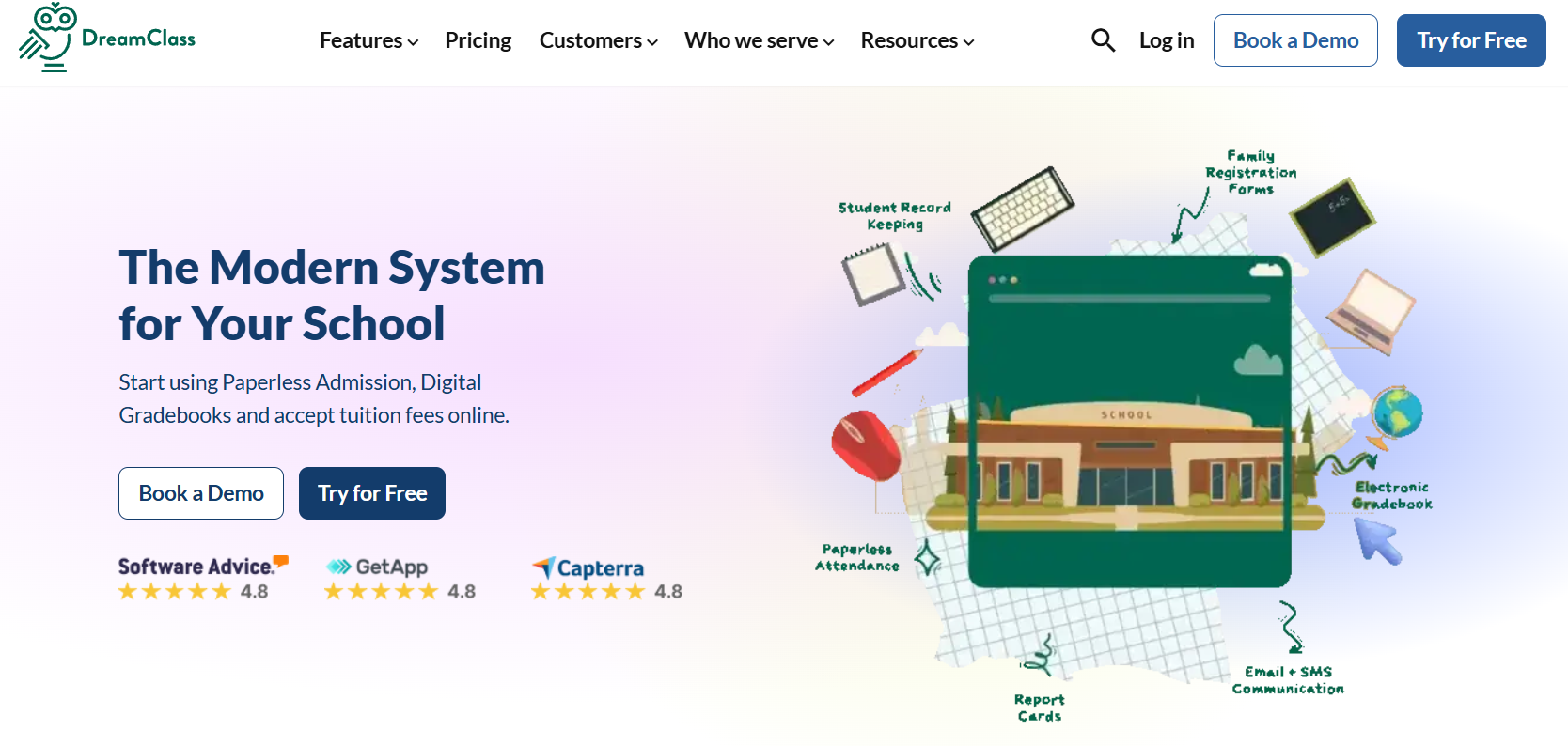 DreamClass homepage screenshot