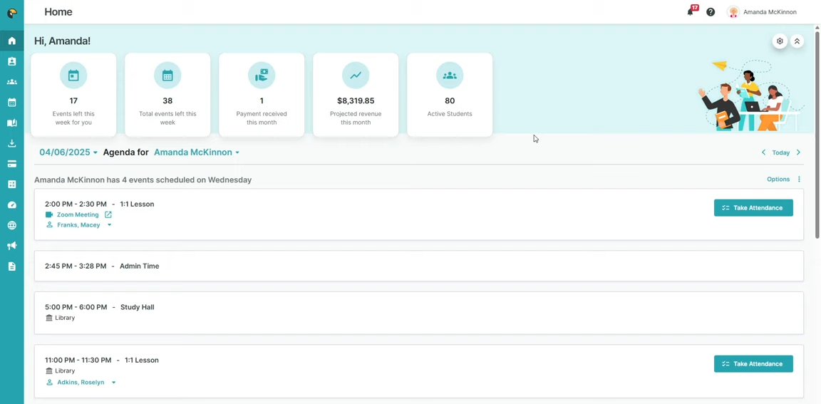 Portal experience example for students and parents