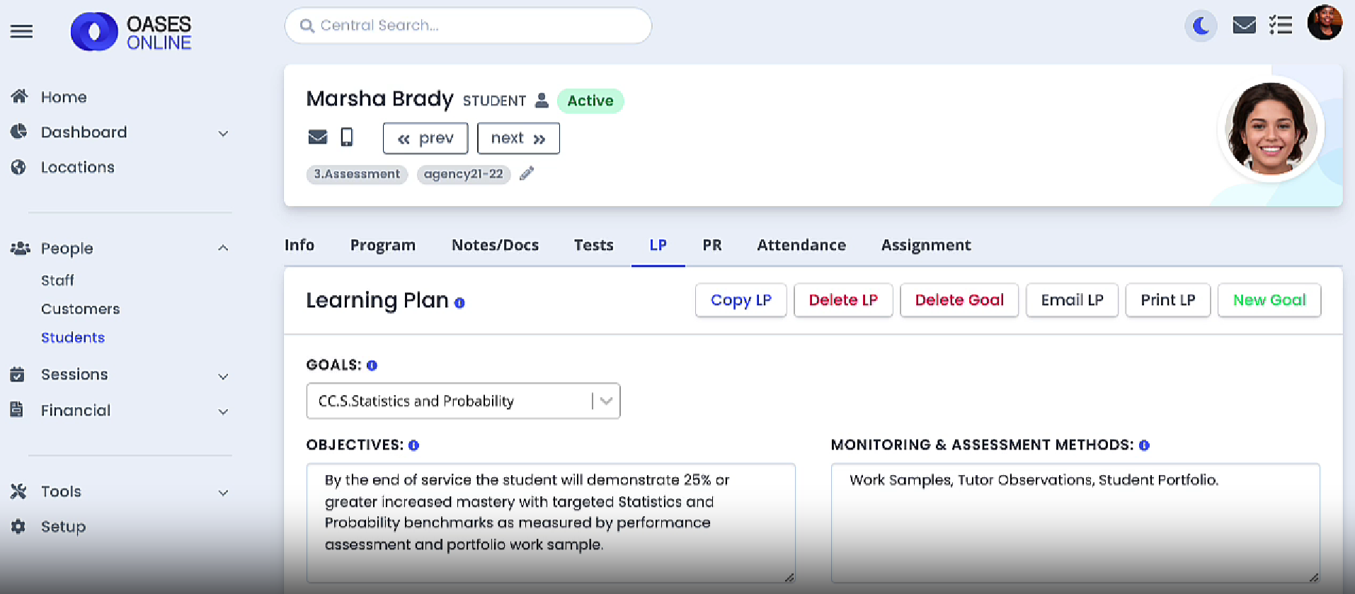 Oases Online learning plan screenshot