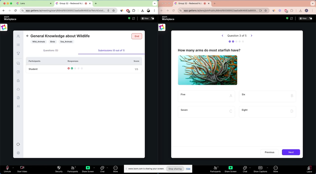 Wise LMS and quiz interface screenshot