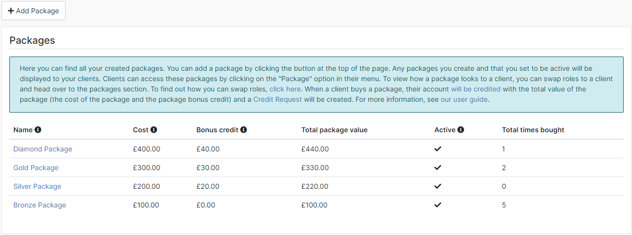 TutorCruncher packages screenshot