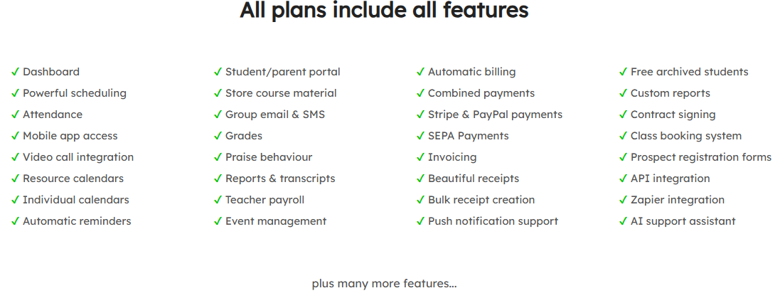 Teach 'n Go — All plans include all features banner